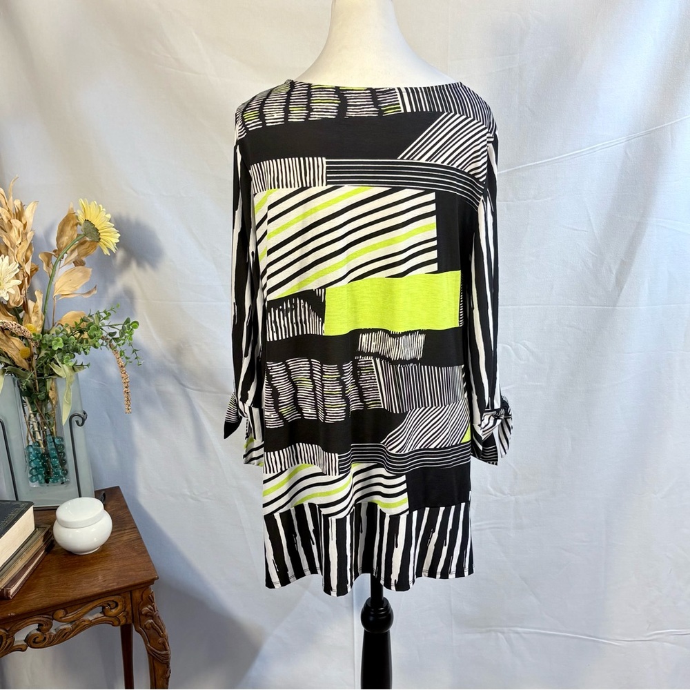 IC by Connie K Abstract Stripe Wearable Art Tunic Tie Sleeve Top USA Sz M🧡 - Picture 6 of 12